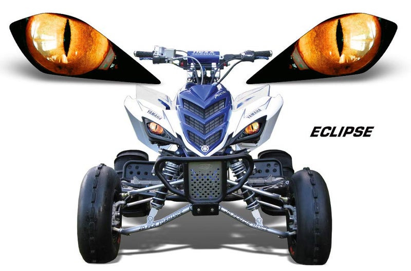 AMR Racing ATV Headlight Eye Graphics Decal Cover Compatible with Yamaha Raptor 700/250/350 - Eclipse Orange - Image 2